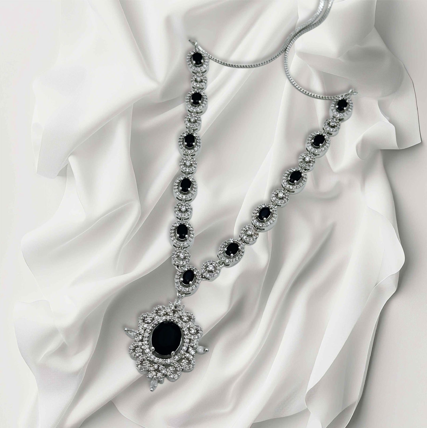 American Diamond Black Luxury Necklace